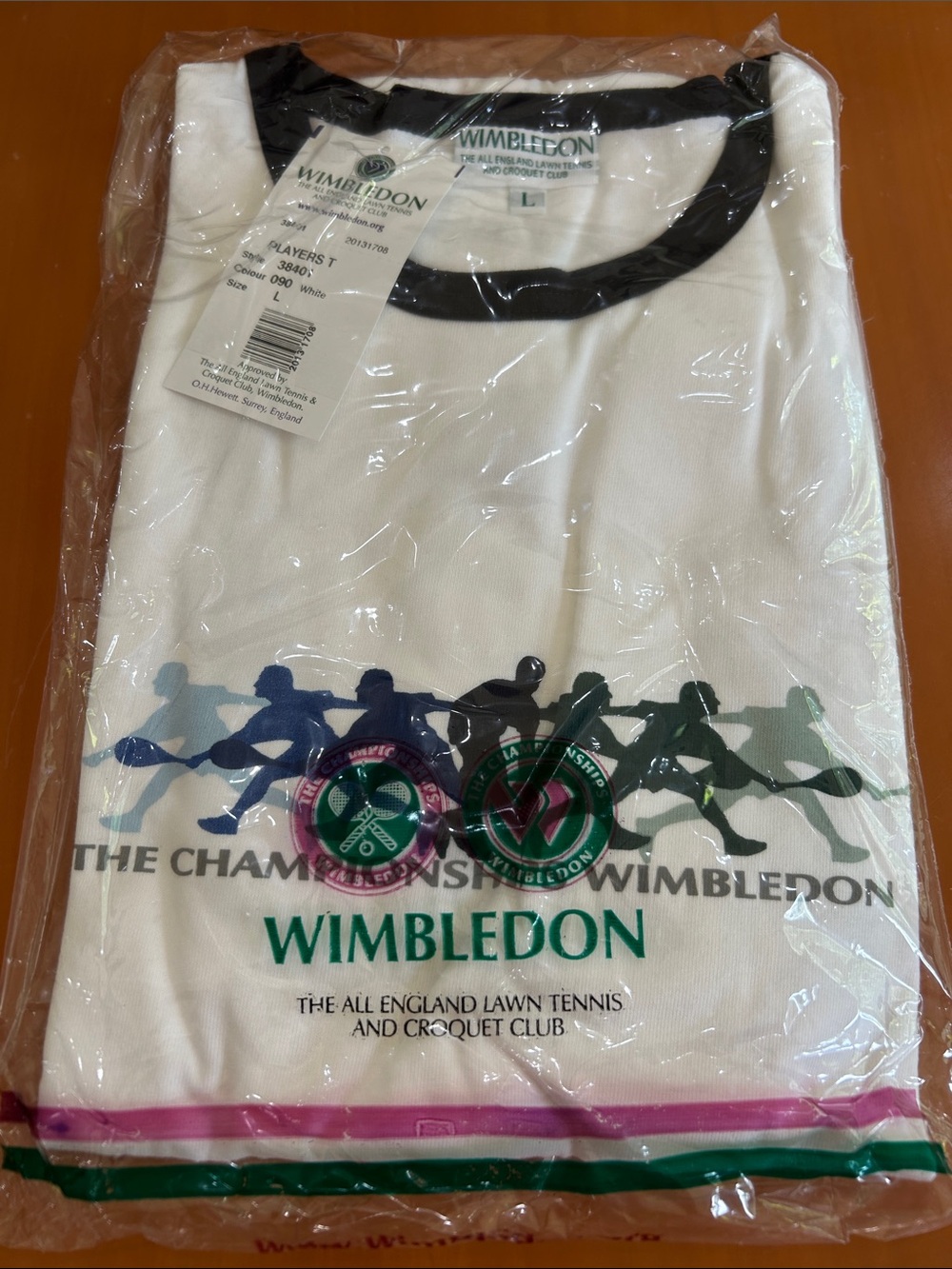 Wimbledon White Short Sleeve Tee with Multi-Color Logos
